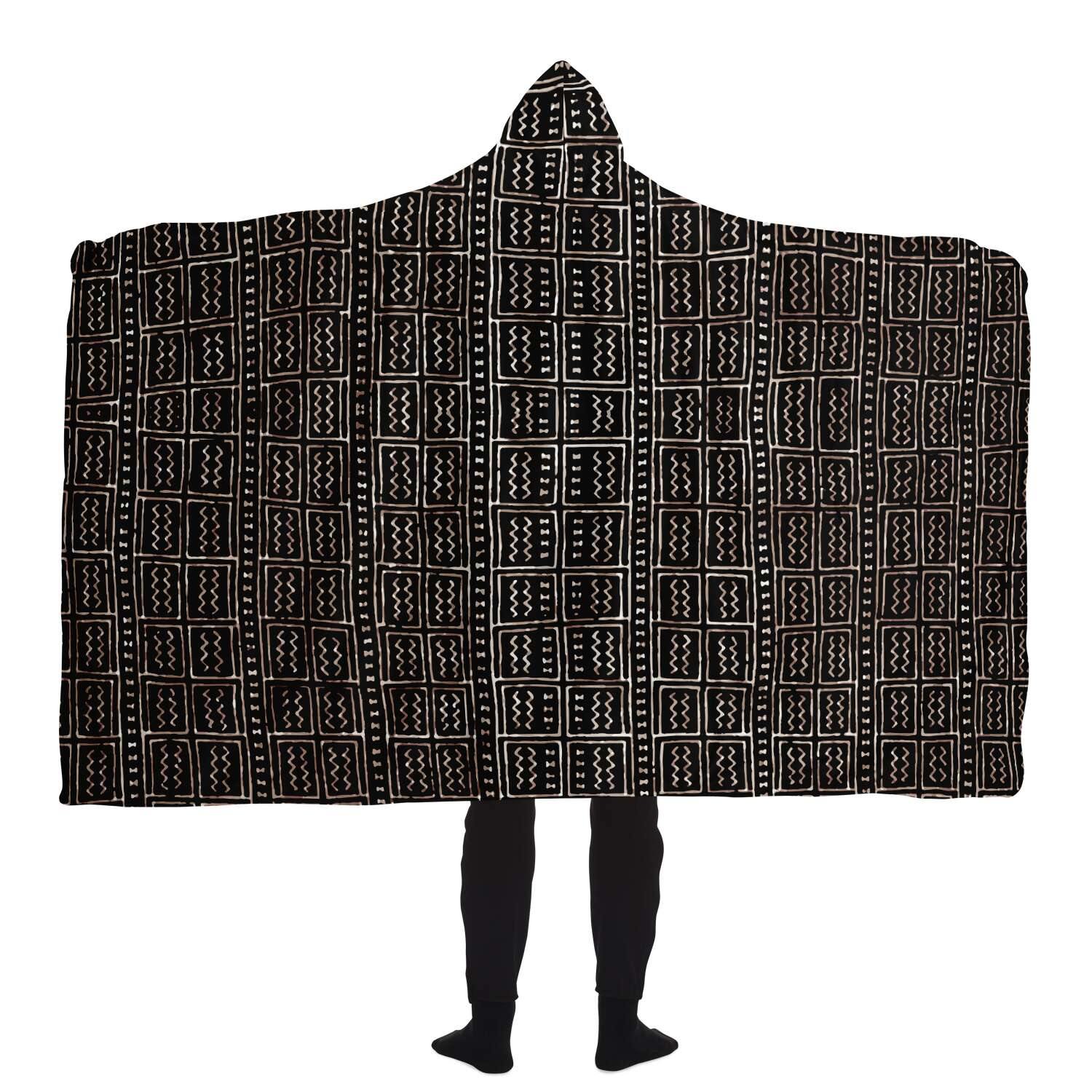 Hooded Blanket - AOP Hooded Blanket Bogolan Mali Traditional African Design