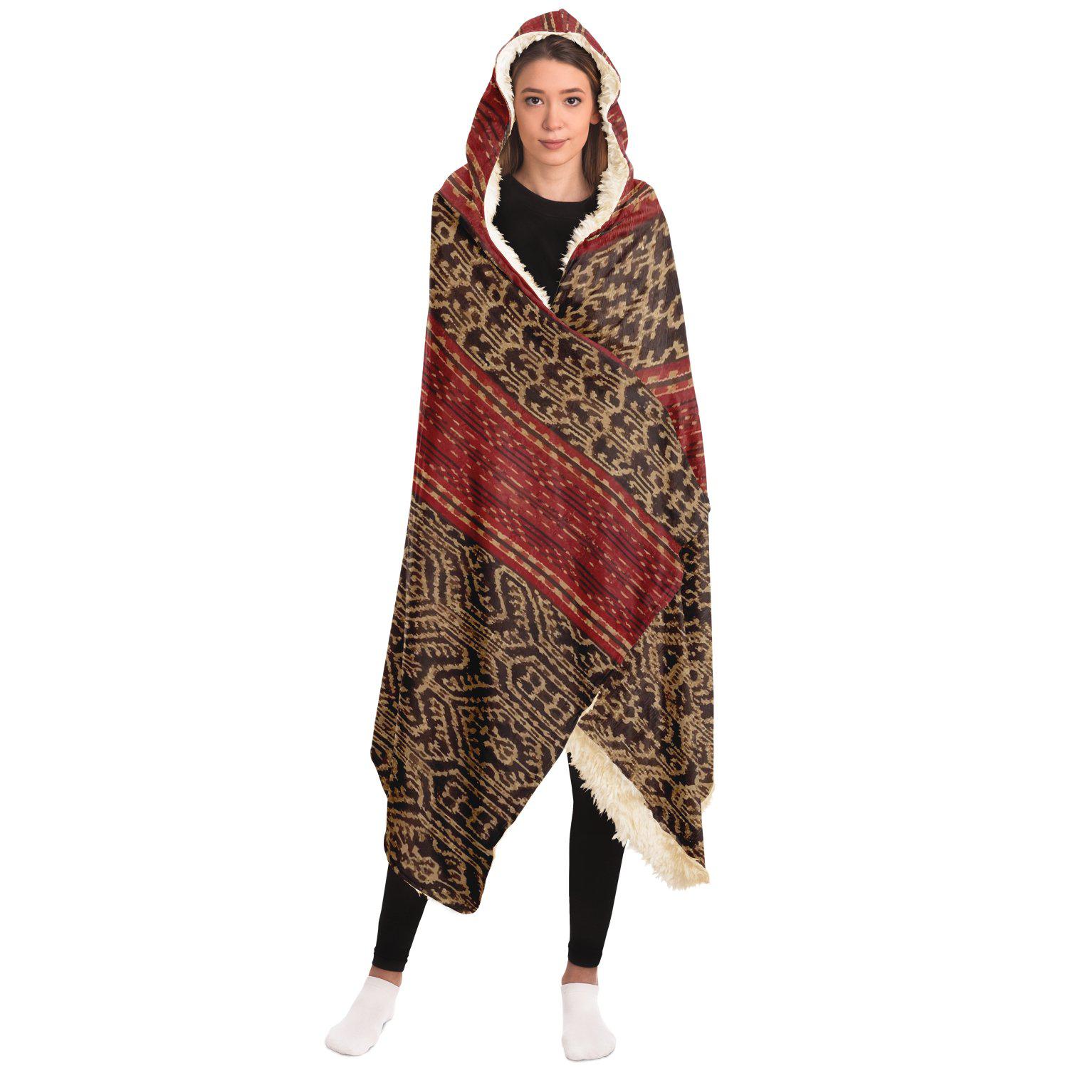 Hooded Blanket - AOP Hooded Blanket, Dayak Culture Ikat Design (Borneo)