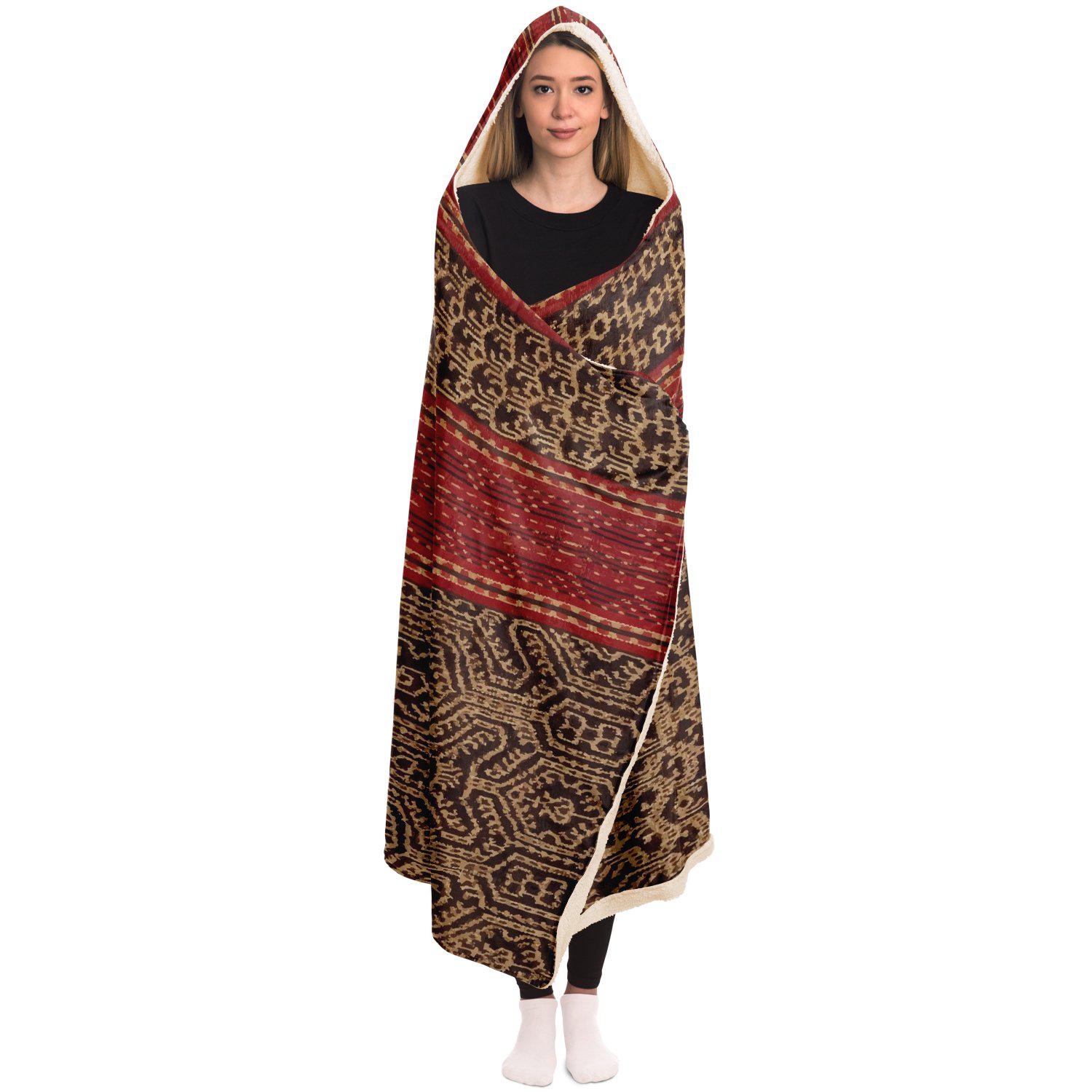 Hooded Blanket - AOP Hooded Blanket, Dayak Culture Ikat Design (Borneo)