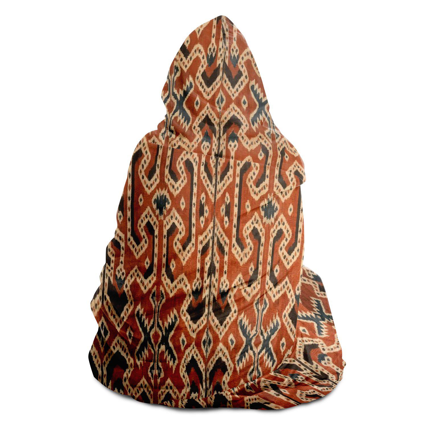 Hooded Blanket - AOP Hooded Blanket, Indonesian Ikat Design