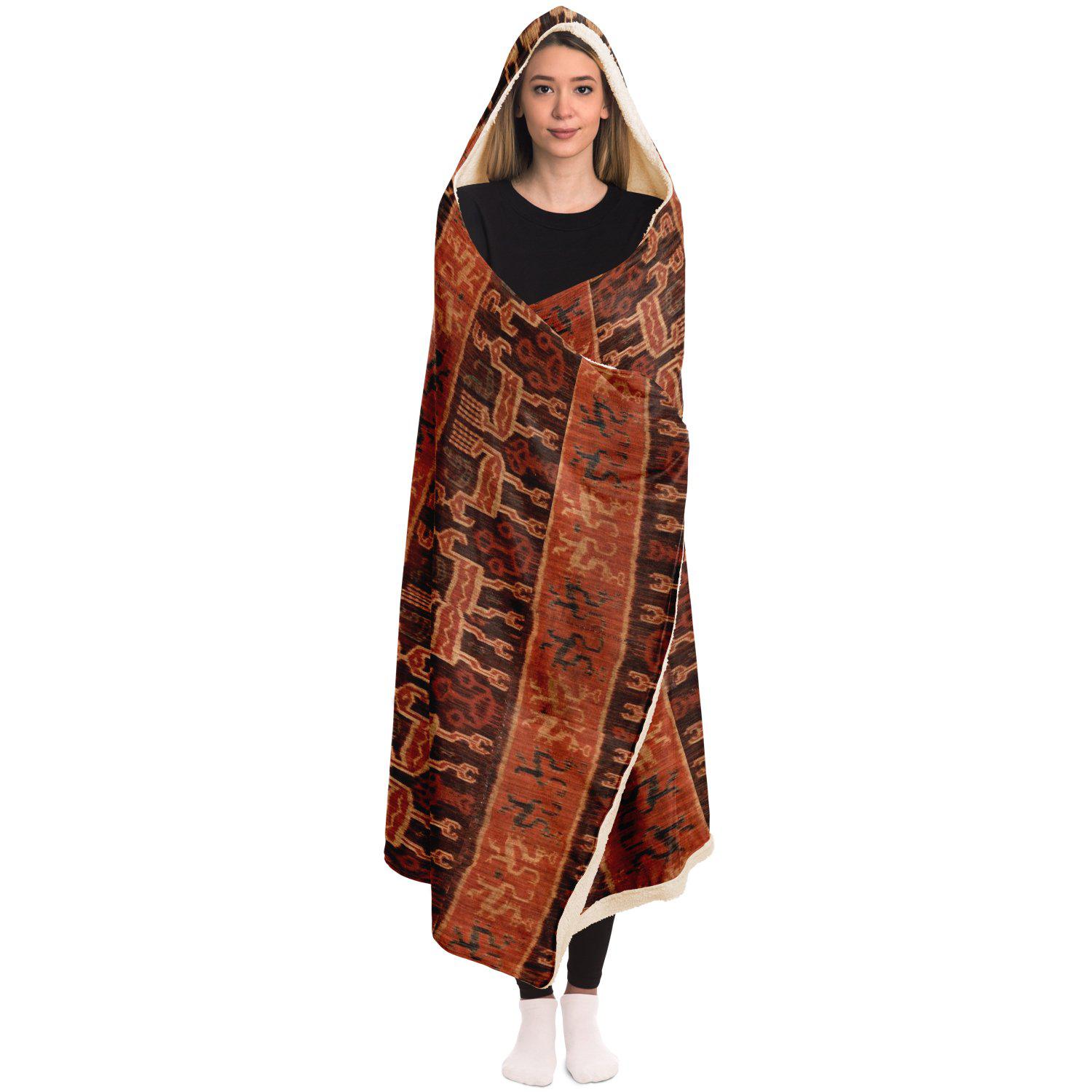 Hooded Blanket - AOP Hooded Blanket, Indonesian Ikat Design