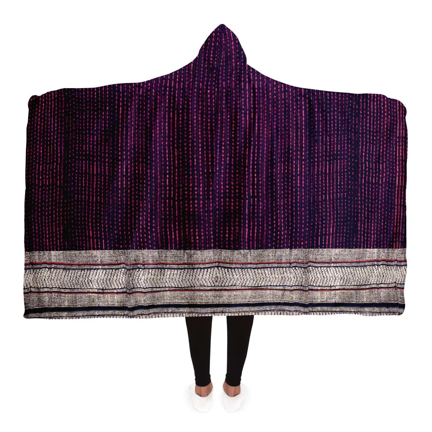 Hooded Blanket - AOP Adult / Premium Sherpa Hooded Blanket, Laos Traditional Textile Design