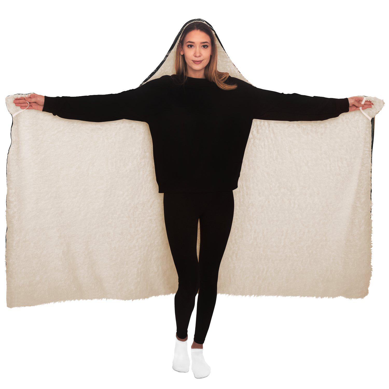 Hooded Blanket - AOP Adult / Premium Sherpa Hooded Blanket, Li Culture Traditional Textile Design