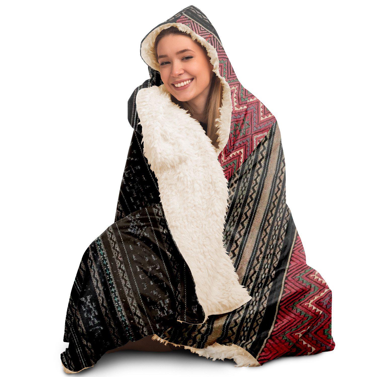 Hooded Blanket - AOP Hooded Blanket, Li Culture Traditional Textile Design