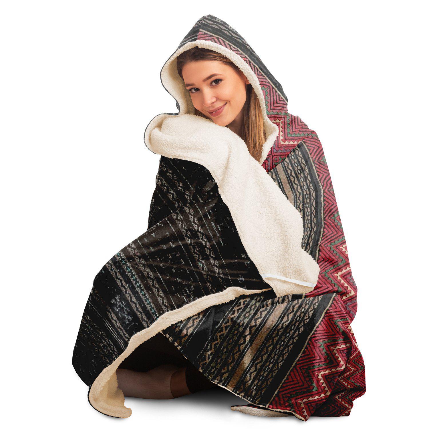 Hooded Blanket - AOP Hooded Blanket, Li Culture Traditional Textile Design