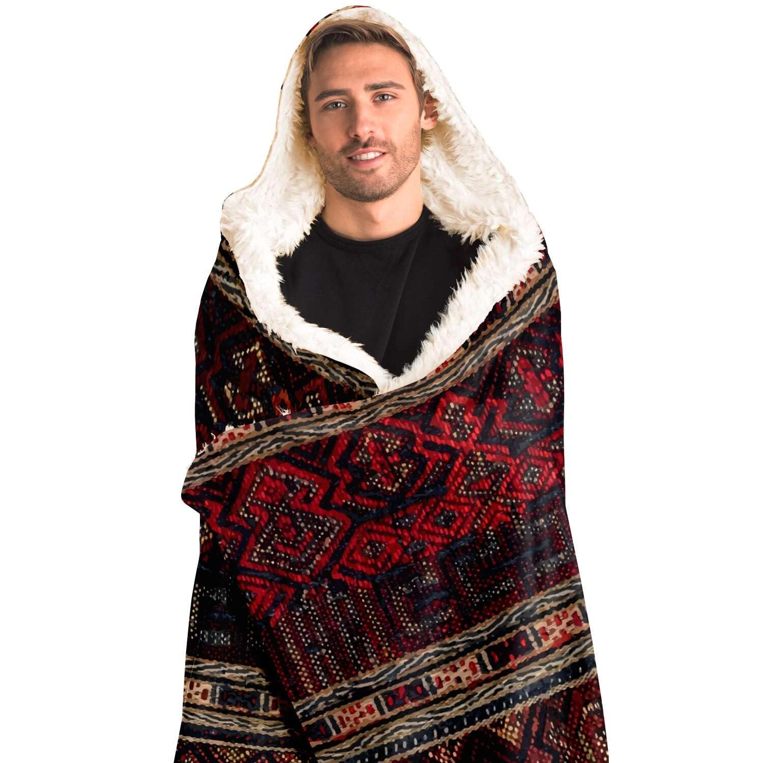 Hooded Blanket - AOP Hooded Blanket, Li Culture Traditional Textile Design