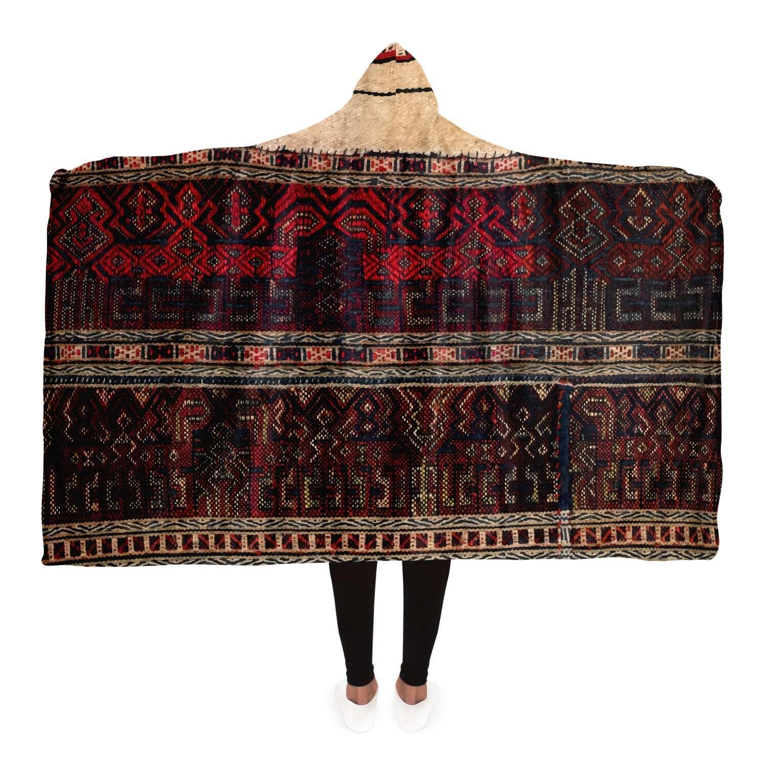Hooded Blanket - AOP Adult / Premium Sherpa Hooded Blanket, Li Culture Traditional Textile Design