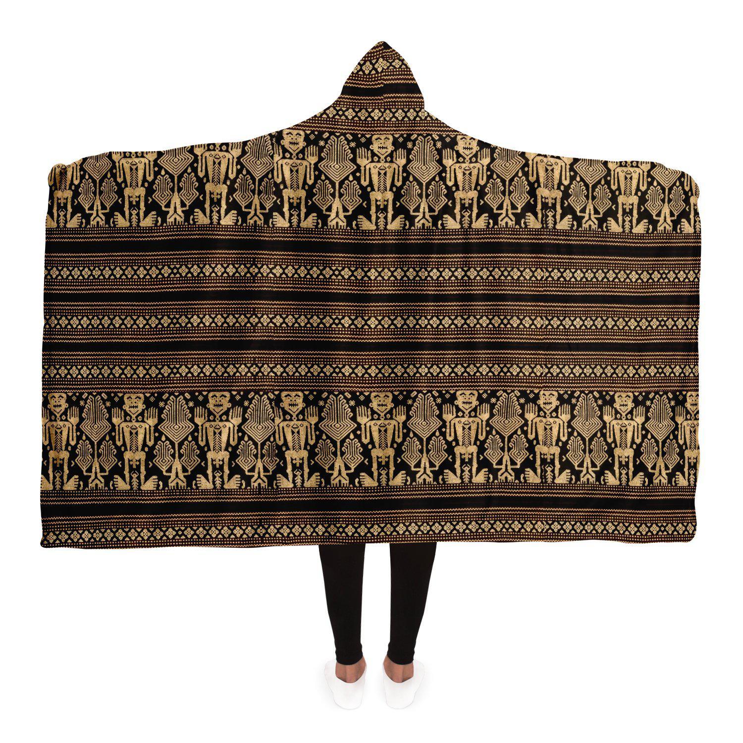 Hooded Blanket - AOP Adult / Premium Sherpa Hooded Blanket, Lombok Culture Traditional Indonesian Design