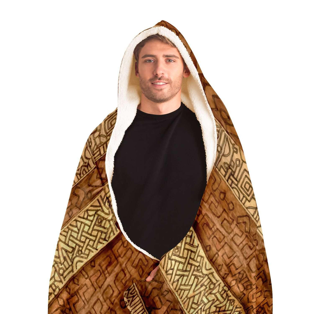 Hooded Blanket, Mali Mudcloth African Inspired