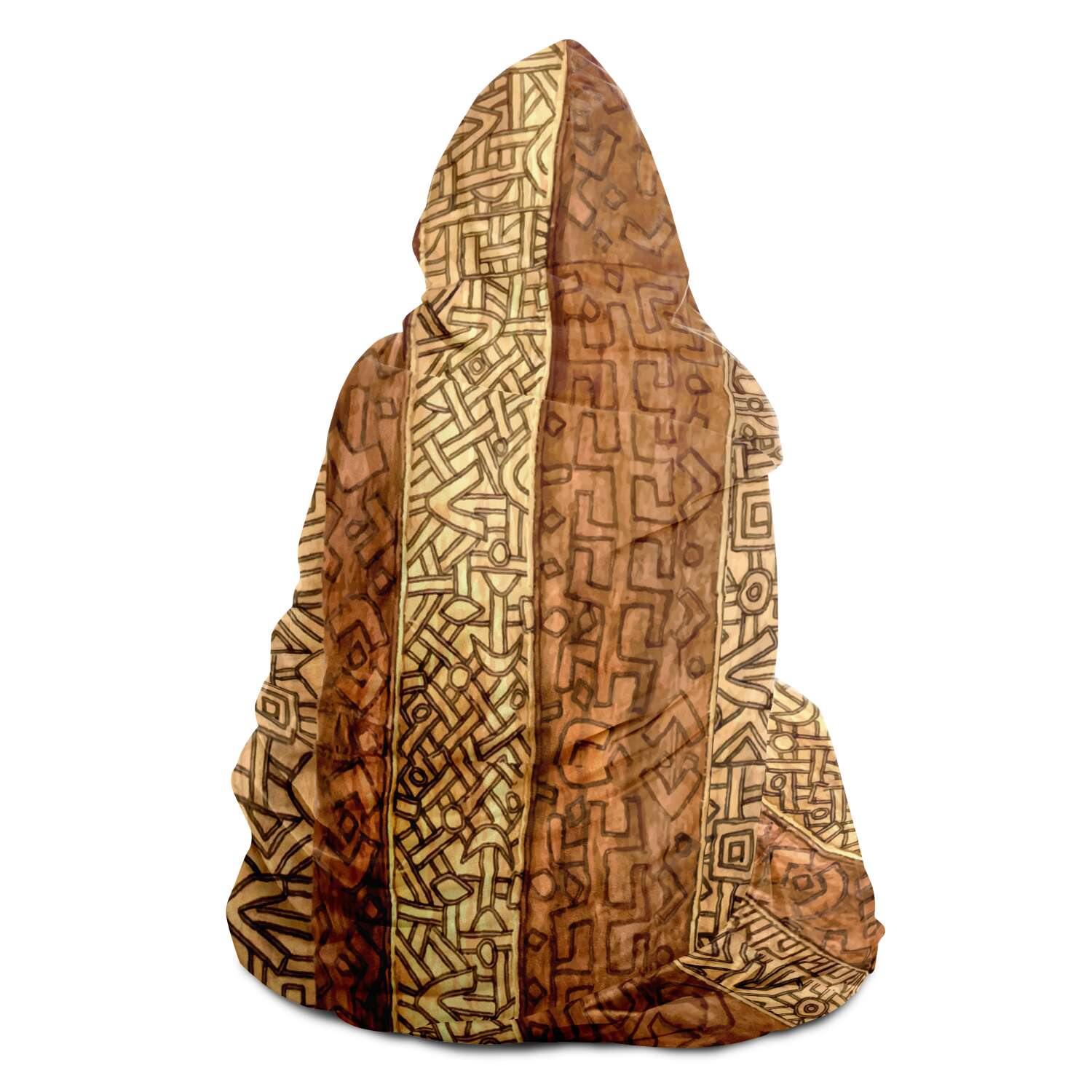 Hooded Blanket, Mali Mudcloth African Inspired