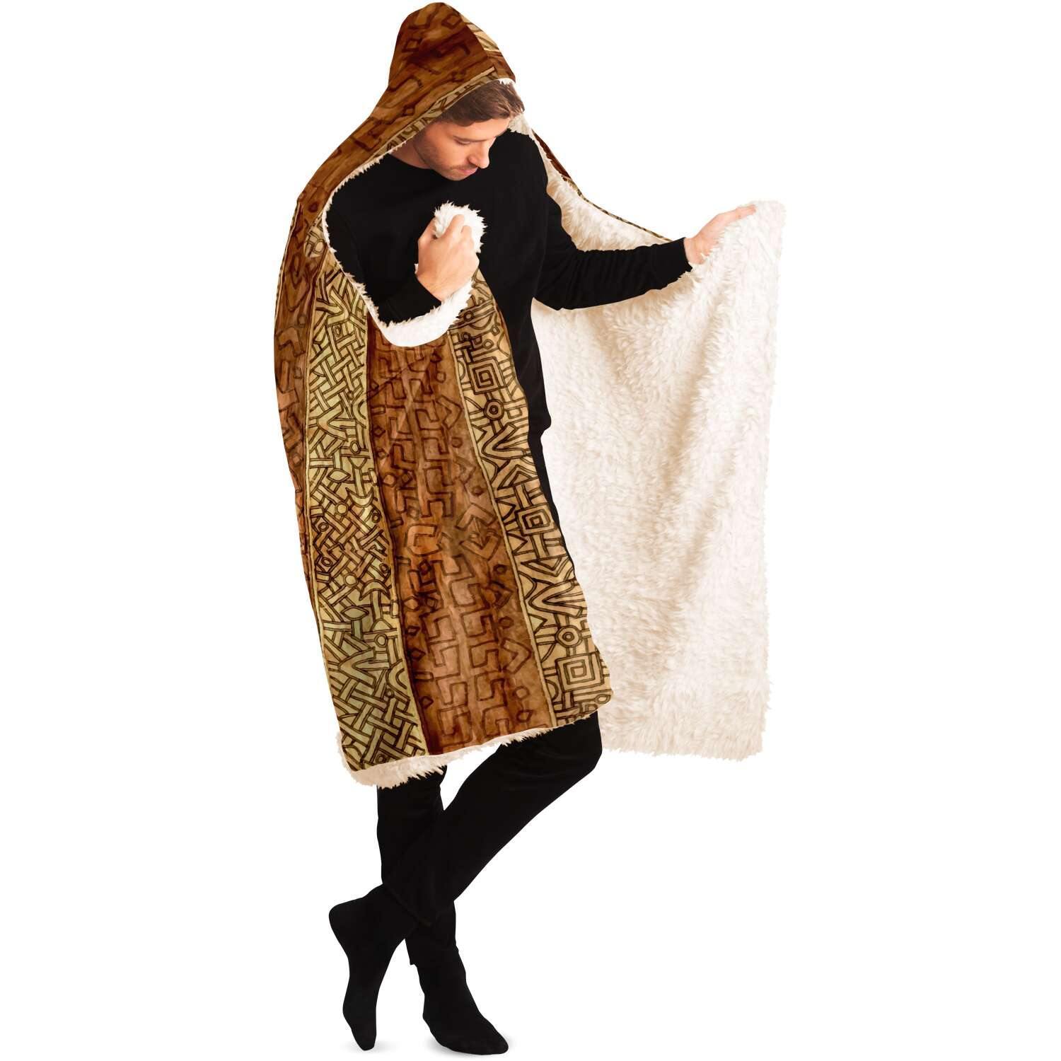 Hooded Blanket - AOP Hooded Blanket, Mali Mudcloth African Inspired