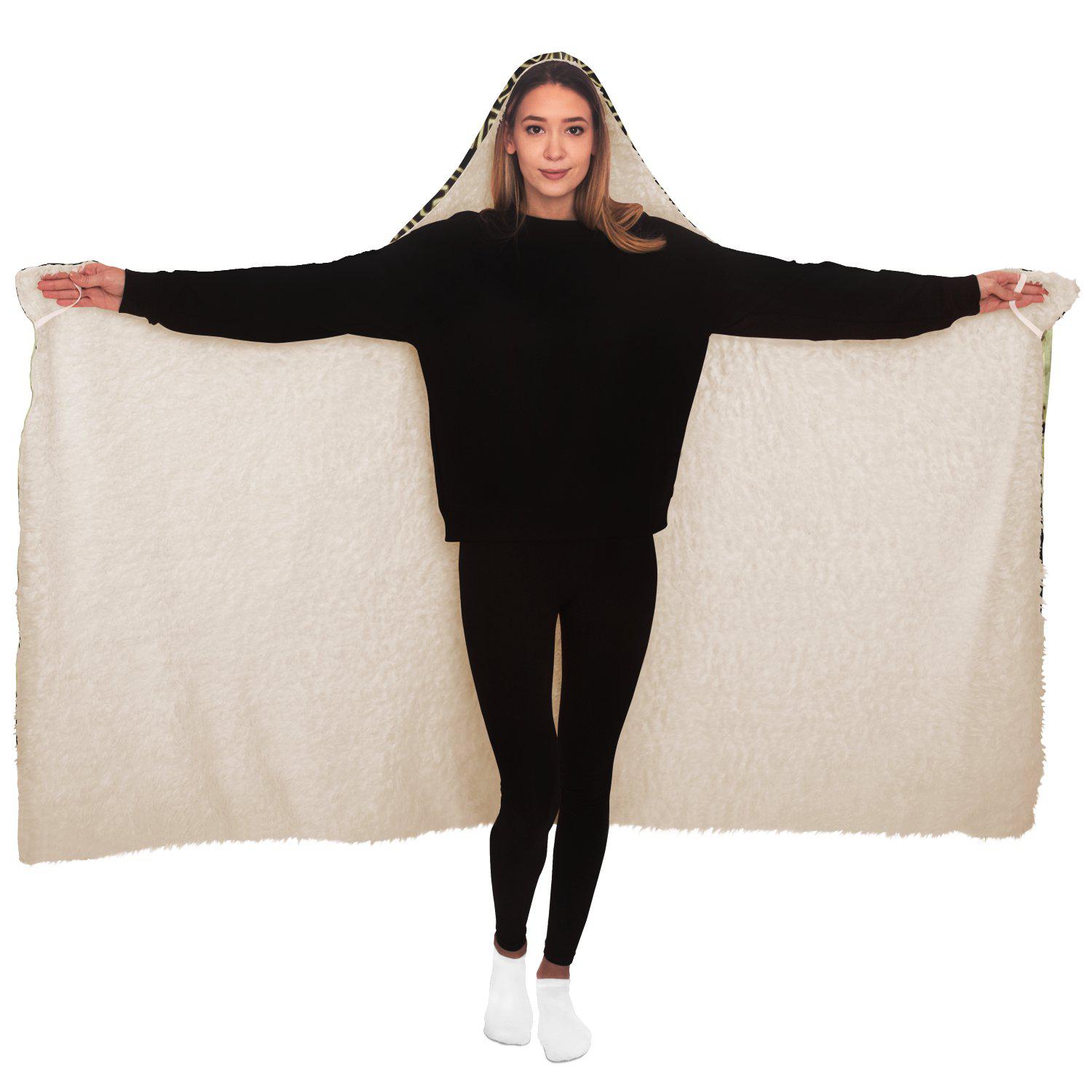 Hooded Blanket - AOP Adult / Premium Sherpa Hooded Blanket, Mali Mudcloth African Inspired