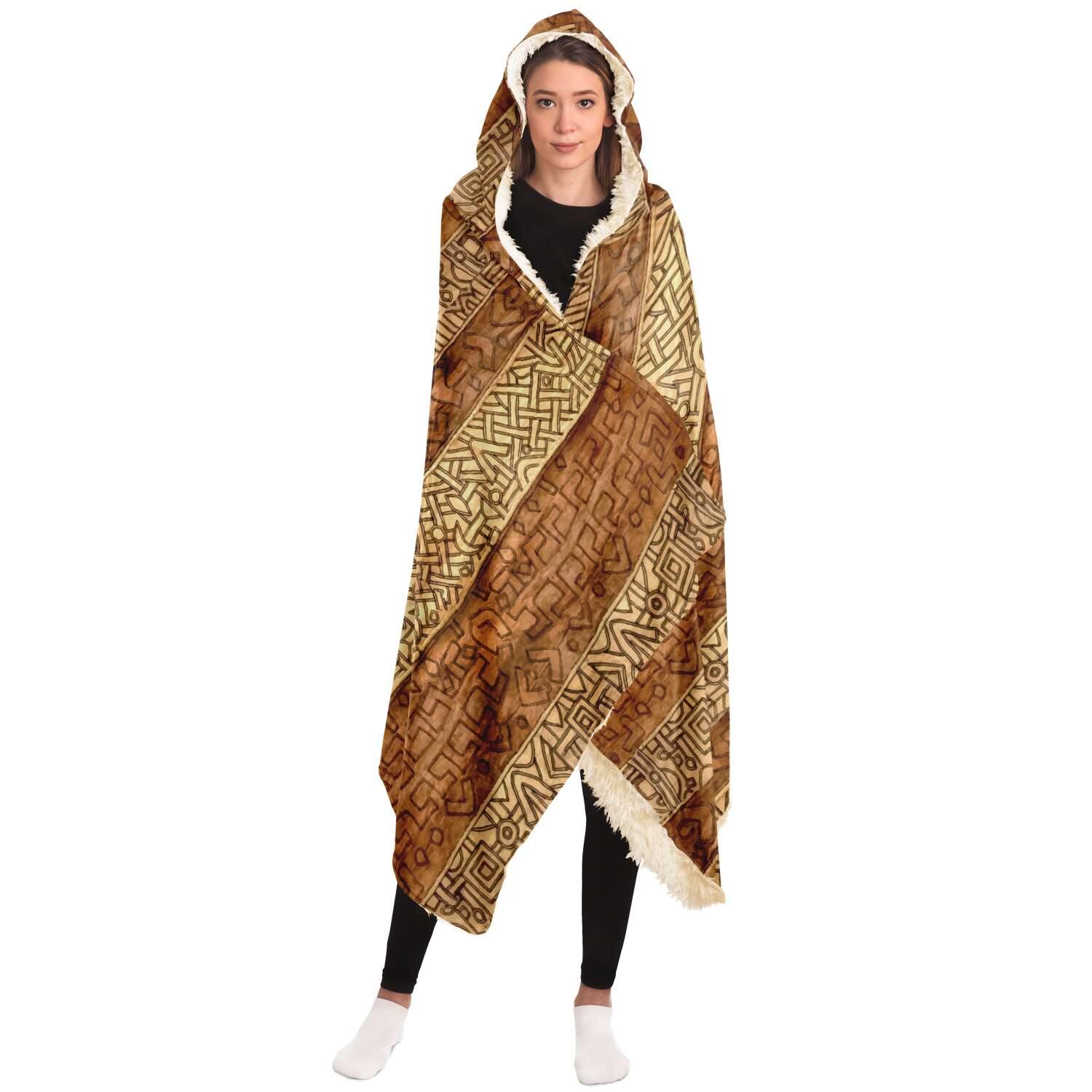 Hooded Blanket, Mali Mudcloth African Inspired