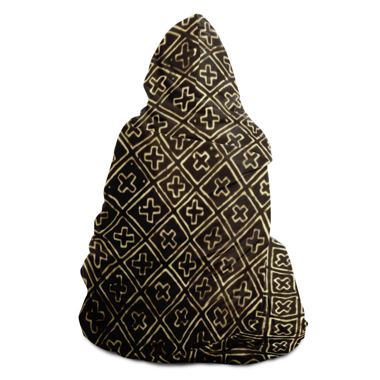 Hooded Blanket - AOP Hooded Blanket, Mali Mudcloth African Inspired