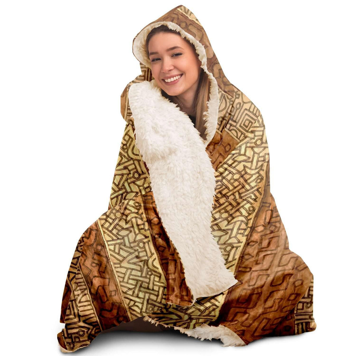 Hooded Blanket, Mali Mudcloth African Inspired