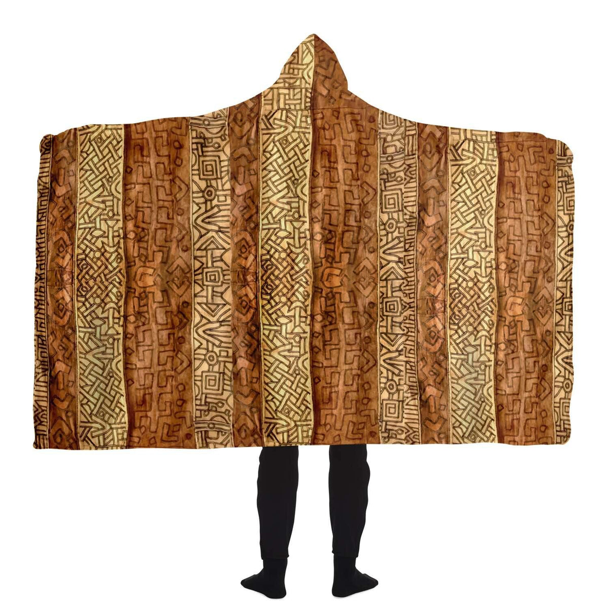Hooded Blanket, Mali Mudcloth African Inspired