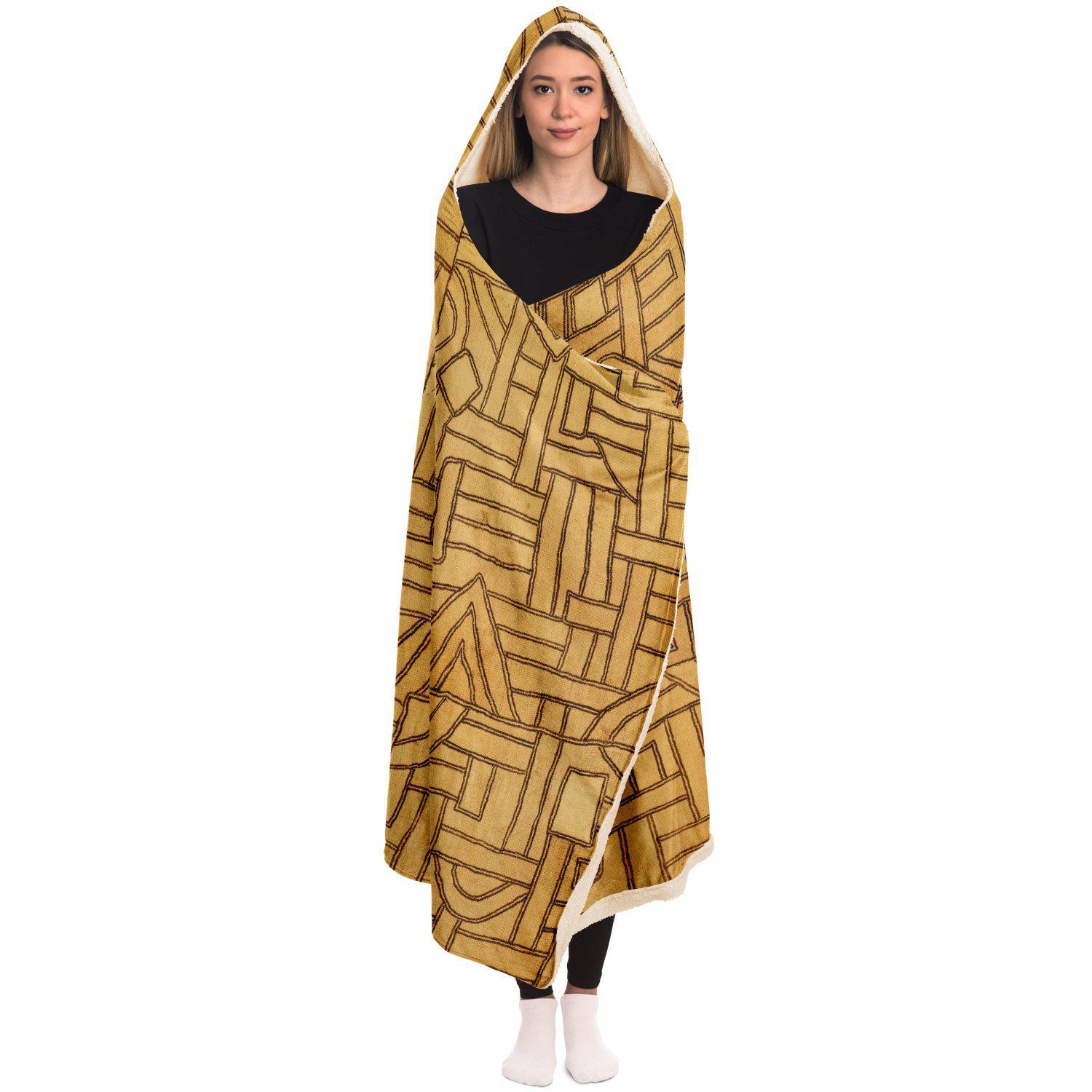 Hooded Blanket - AOP Hooded Blanket, (Mali) Traditional Kuba Cloth Design