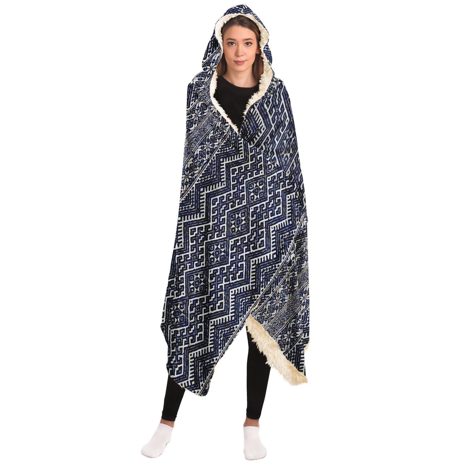 Hooded Blanket - AOP Hooded Blanket, Miao Culture Antique, Traditional Design