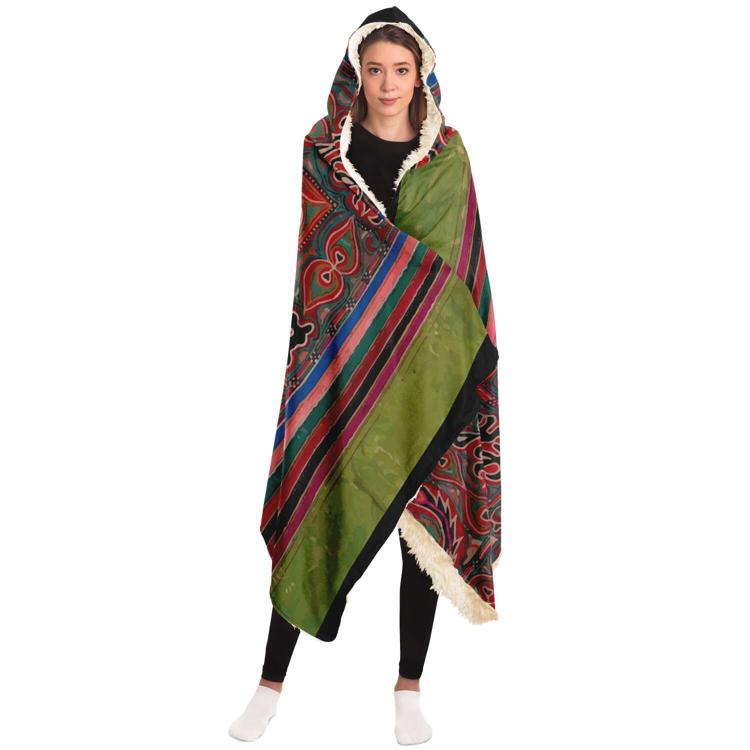 Hooded Blanket - AOP Hooded Blanket, Miao Culture Antique, Traditional Design