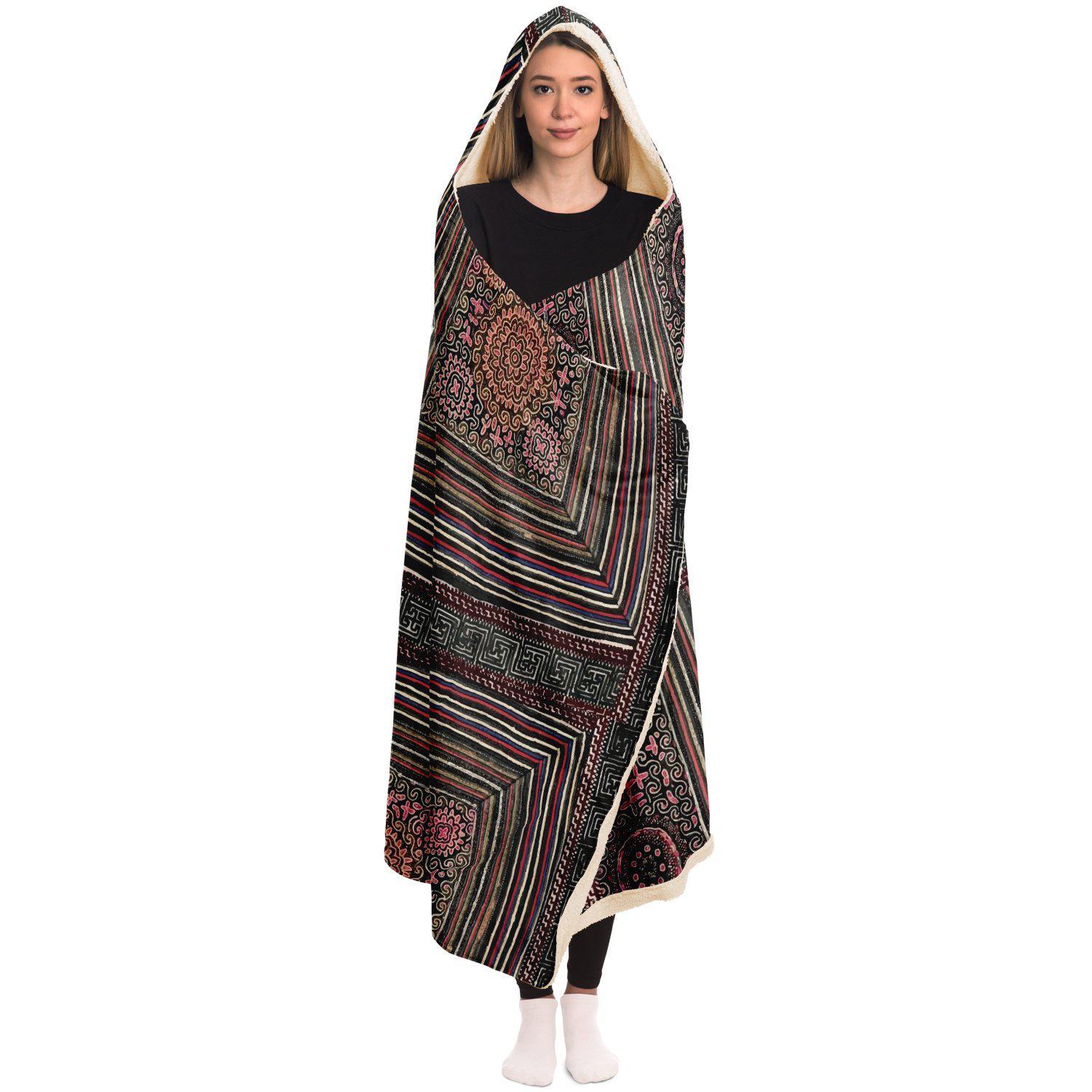 Hooded Blanket - AOP Hooded Blanket, Miao Culture Antique, Traditional Design