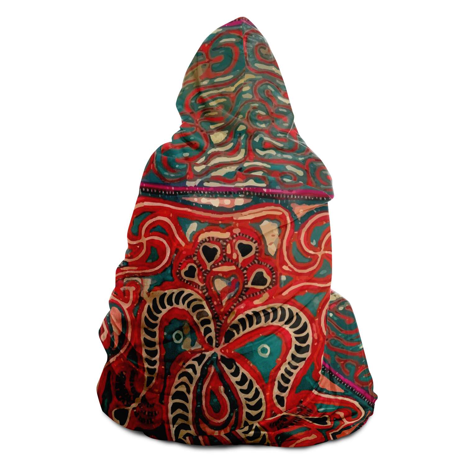 Hooded Blanket - AOP Hooded Blanket, Miao Culture Antique, Traditional Design