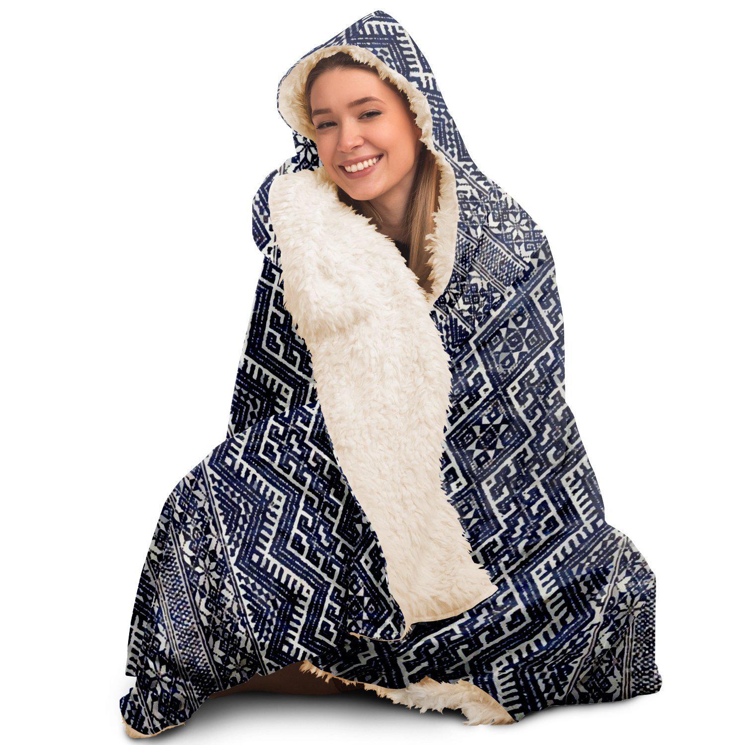 Hooded Blanket - AOP Hooded Blanket, Miao Culture Antique, Traditional Design