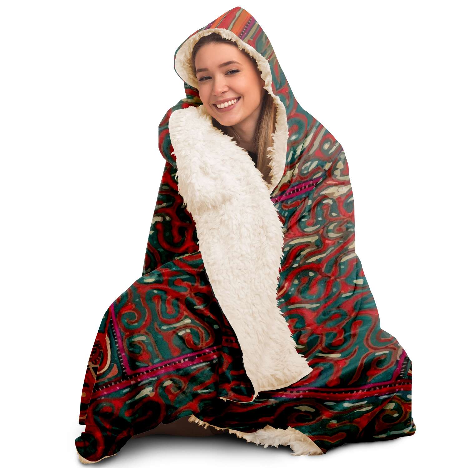 Hooded Blanket - AOP Hooded Blanket, Miao Culture Antique, Traditional Design