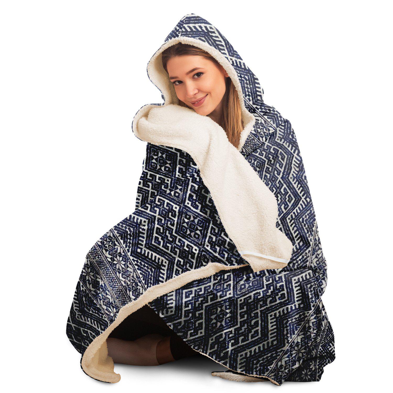 Hooded Blanket - AOP Hooded Blanket, Miao Culture Antique, Traditional Design