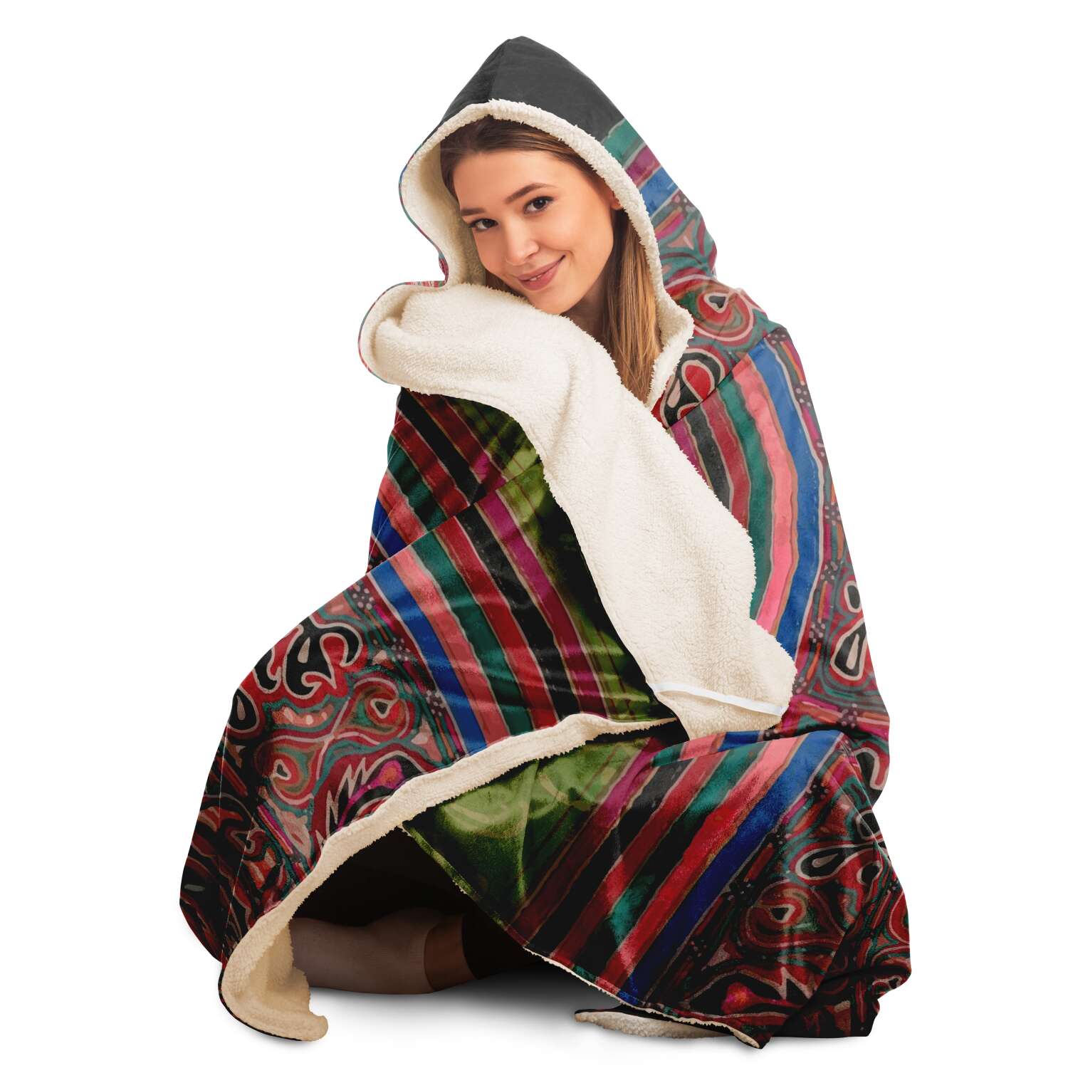 Hooded Blanket - AOP Hooded Blanket, Miao Culture Antique, Traditional Design