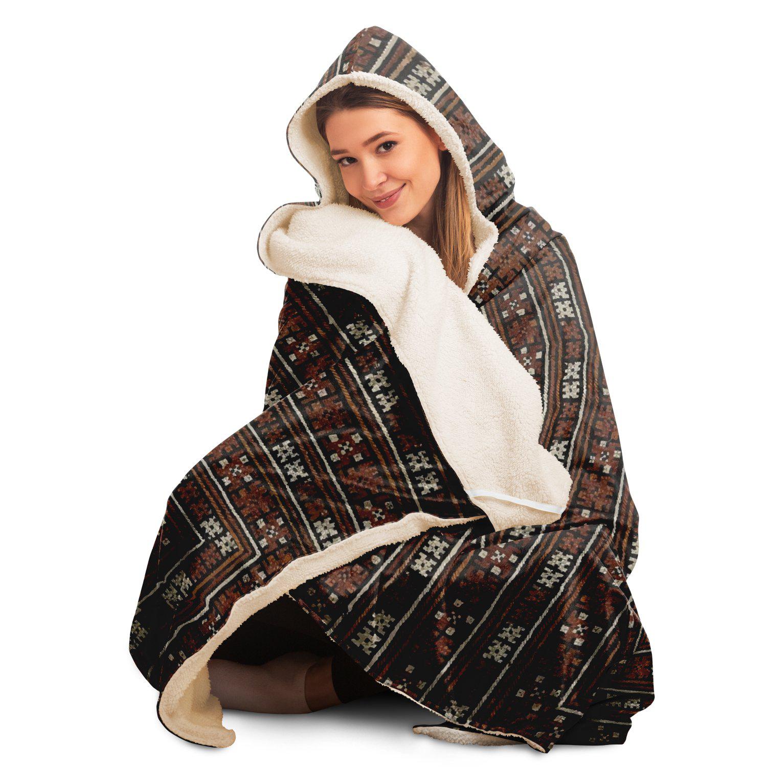 Hooded Blanket - AOP Hooded Blanket, Miao Culture Antique, Traditional Design