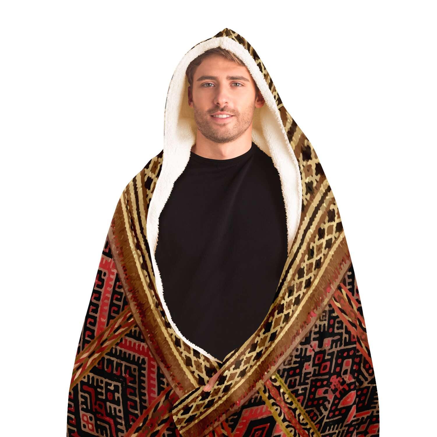 Hooded Blanket, Miao Culture Antique, Traditional Design | Sherpa Lined Hooded Blanket