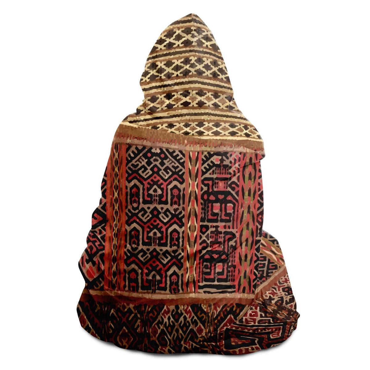 Hooded Blanket, Miao Culture Antique, Traditional Design | Sherpa Lined Hooded Blanket
