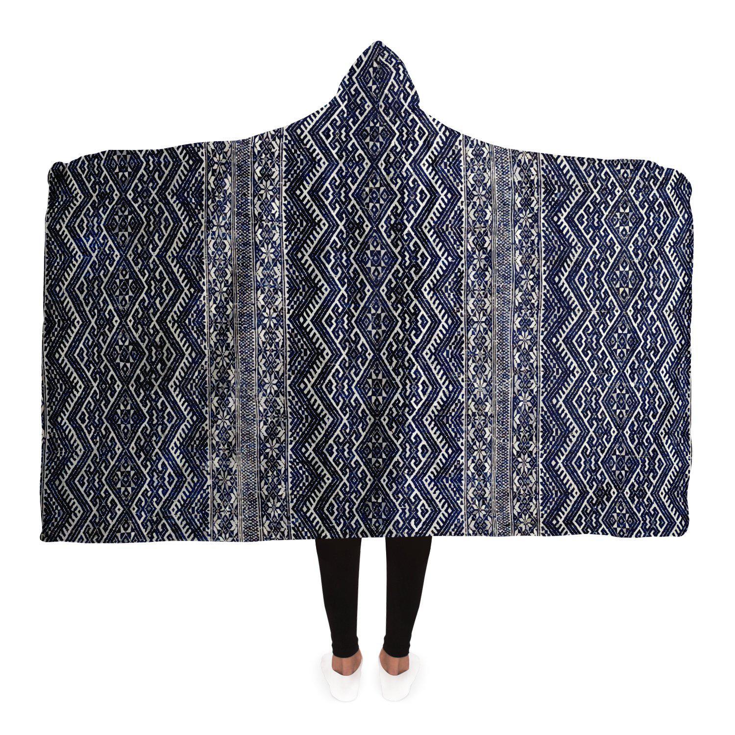Hooded Blanket - AOP Adult / Premium Sherpa Hooded Blanket, Miao Culture Antique, Traditional Design