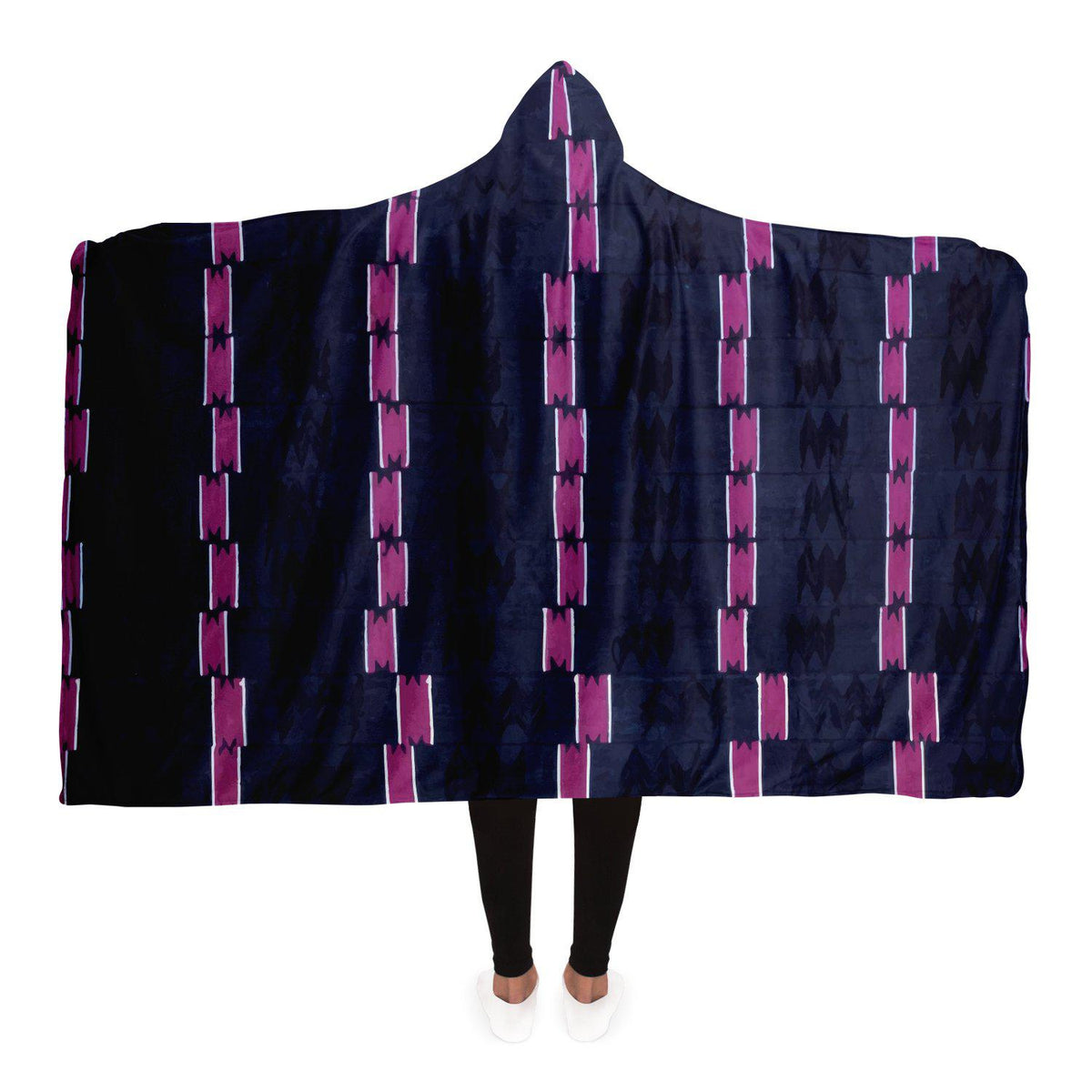 Hooded Blanket - AOP Adult / Premium Sherpa Hooded Blanket, Yoruba Tribe Traditional Design (Nigeria)