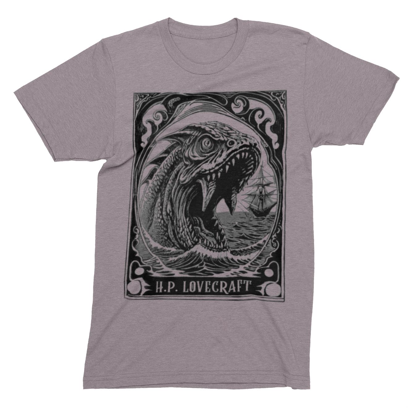T-Shirts HP Lovecraft, Dagon & The Deep Ones | Ancient Supernatural God | Sea Monster Horror Graphic Art T-Shirt