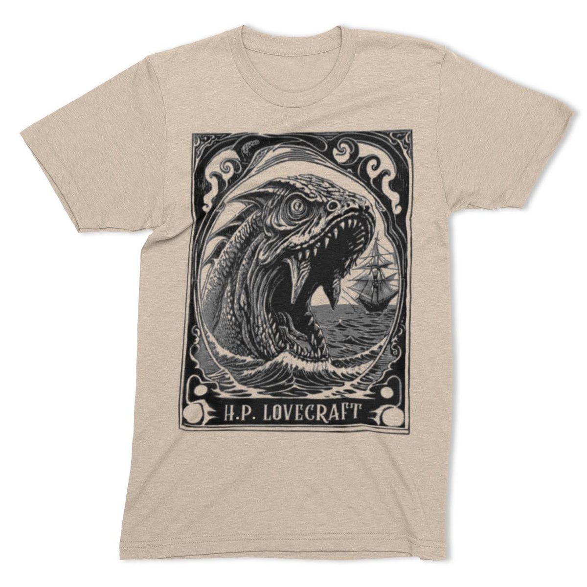 HP Lovecraft, Dagon & The Deep Ones | Ancient Supernatural God | Sea Monster Horror Graphic Art T-Shirt