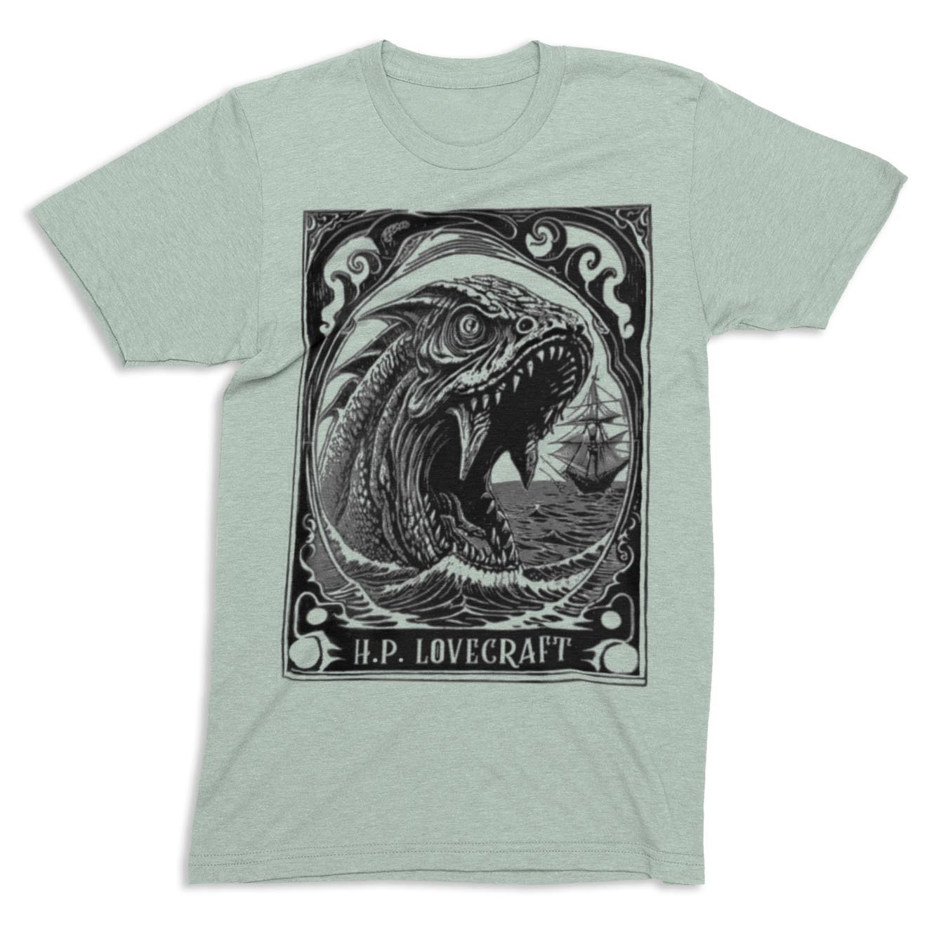 HP Lovecraft, Dagon & The Deep Ones | Ancient Supernatural God | Sea Monster Horror Graphic Art T-Shirt