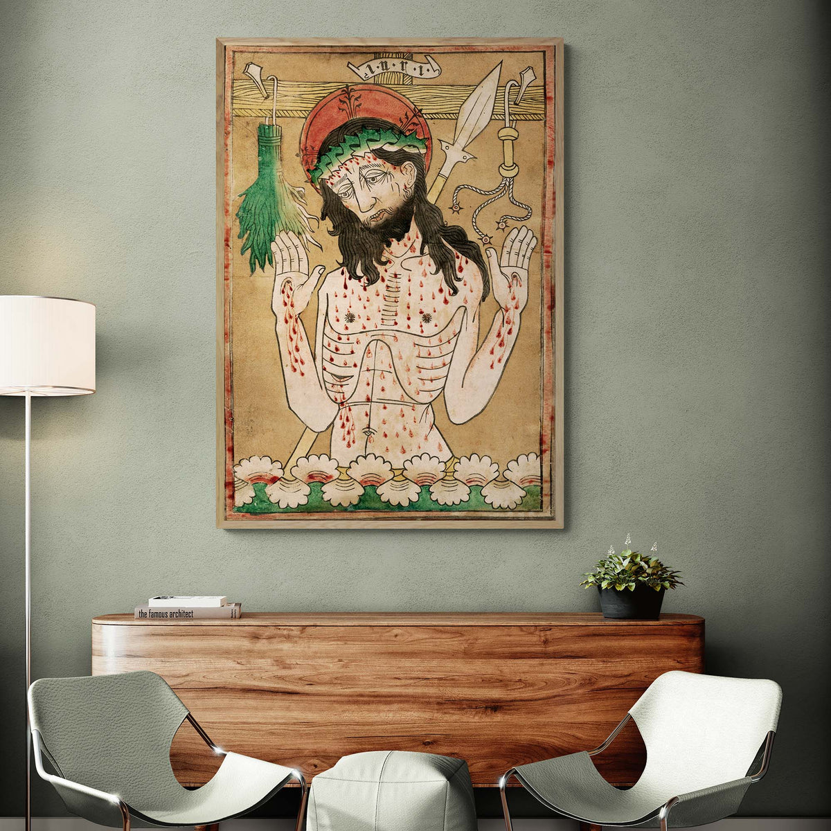 Man of Sorrows 15th Century Middle-Ages Medieval Wood Cut | Christian Faith, Christ Jesus Redeemer Fine Art Print