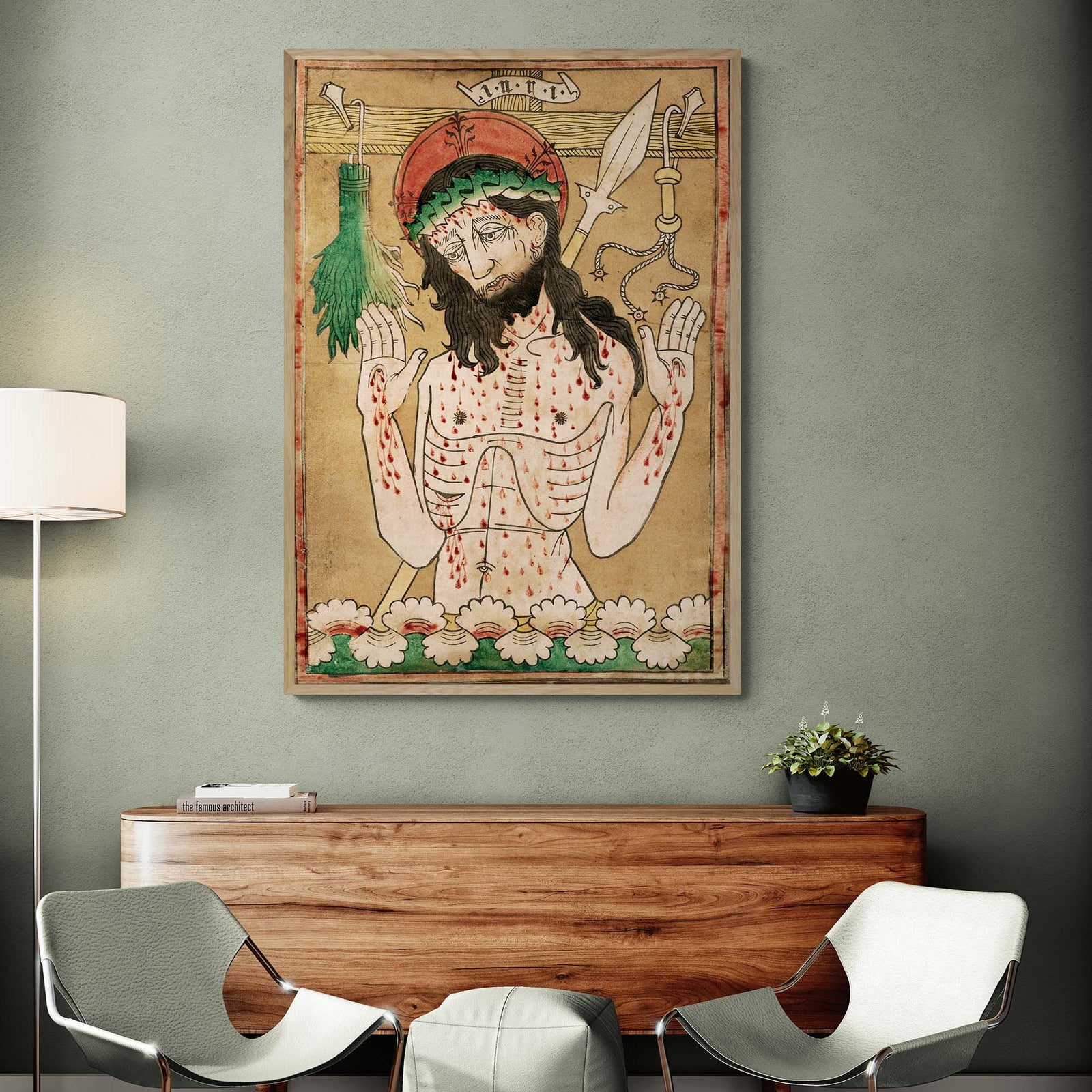 Man of Sorrows 15th Century Middle-Ages Medieval Wood Cut | Christian Faith, Christ Jesus Redeemer Fine Art Print