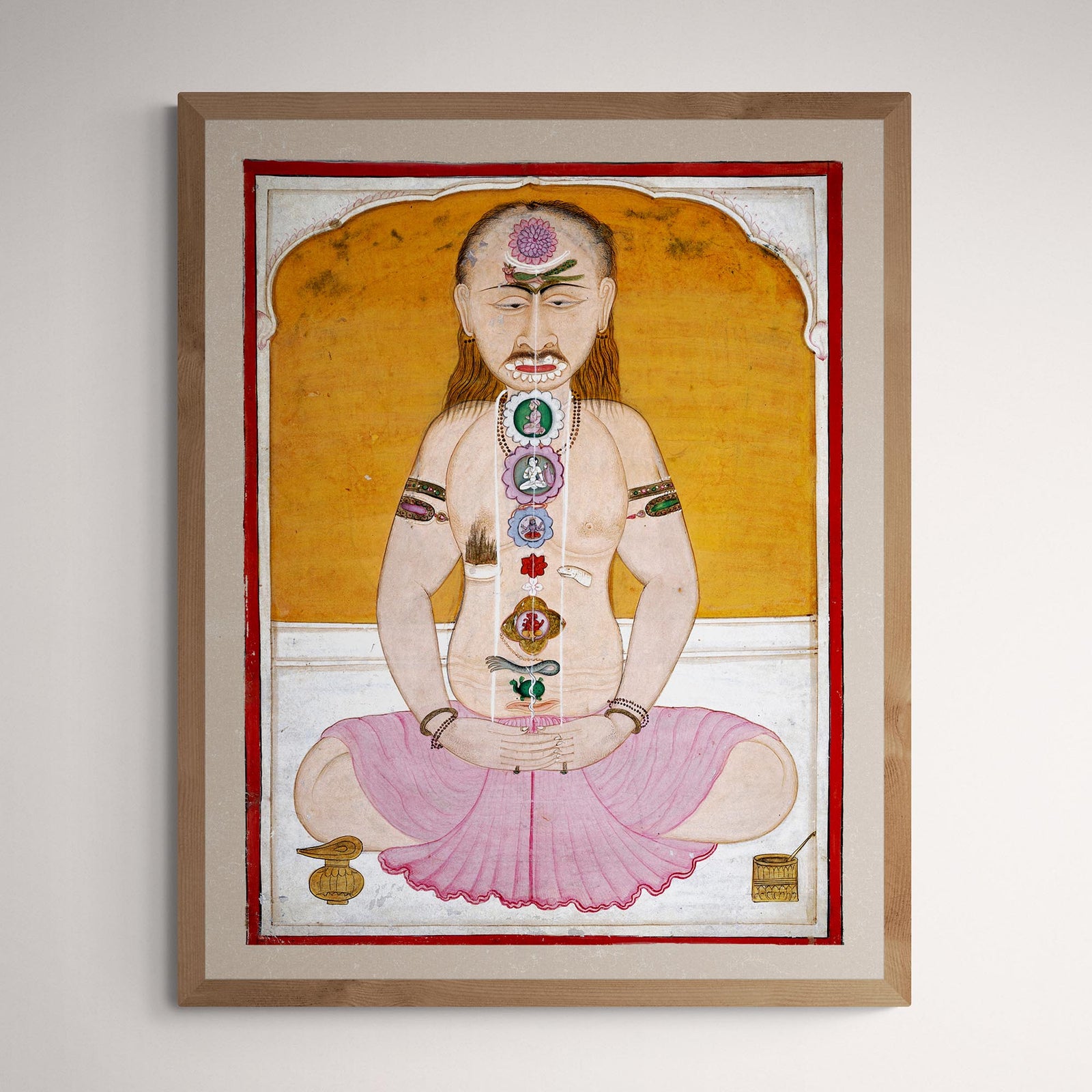 Indian Chakras Kundalini Raja Hatha Yoga Hindu Shiva Sidhi, Sadhu Vedic Kundalini Vedic Nadis Meditation Vintage Giclee Fine Art Print