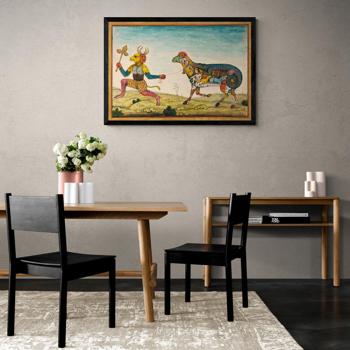 Indian Demon Leading a Surreal Composite Sheep | Persian Folklore Mythology | Mughal-Period Islamic Fine Art Print