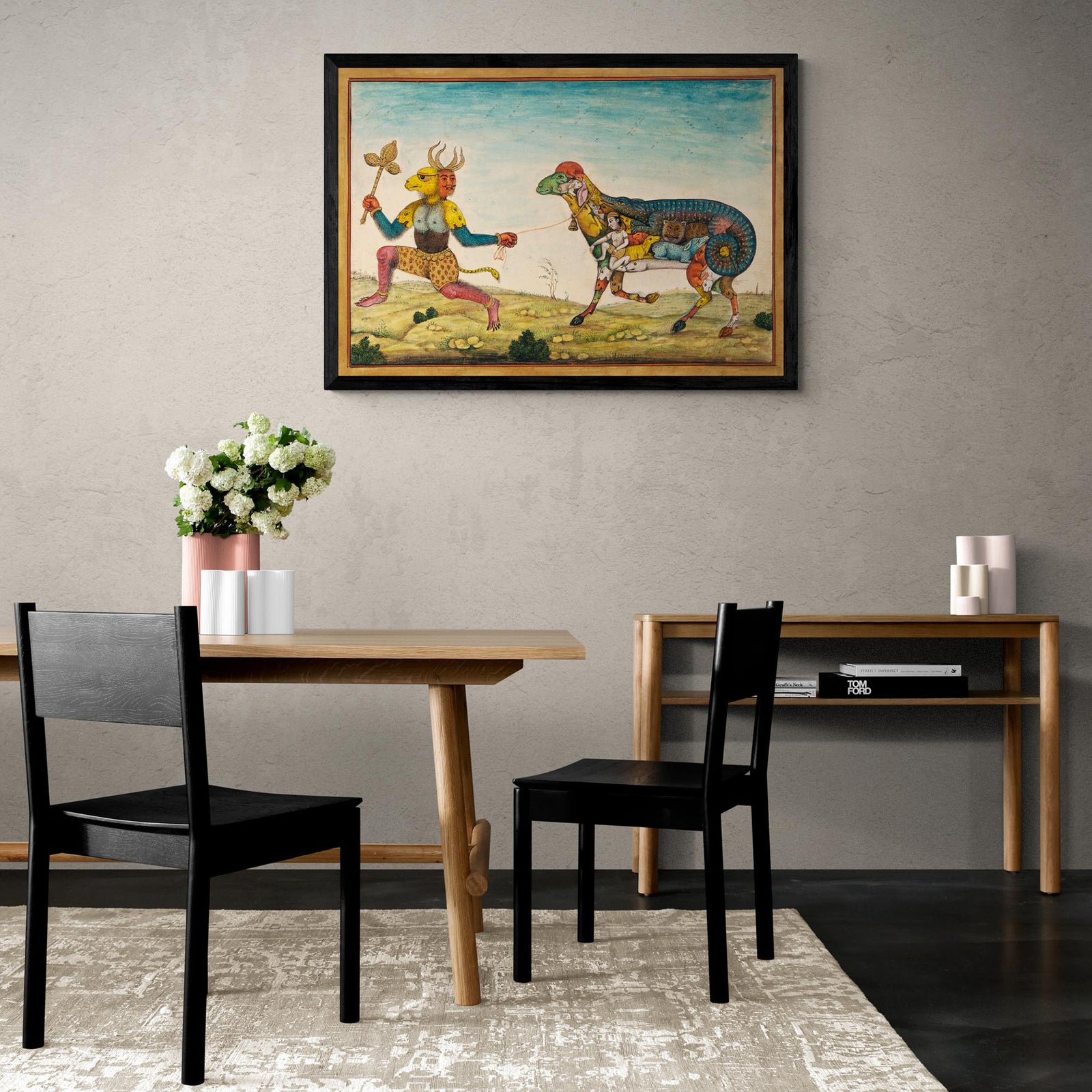 Indian Demon Leading a Surreal Composite Sheep | Persian Folklore Mythology | Mughal-Period Islamic Fine Art Print