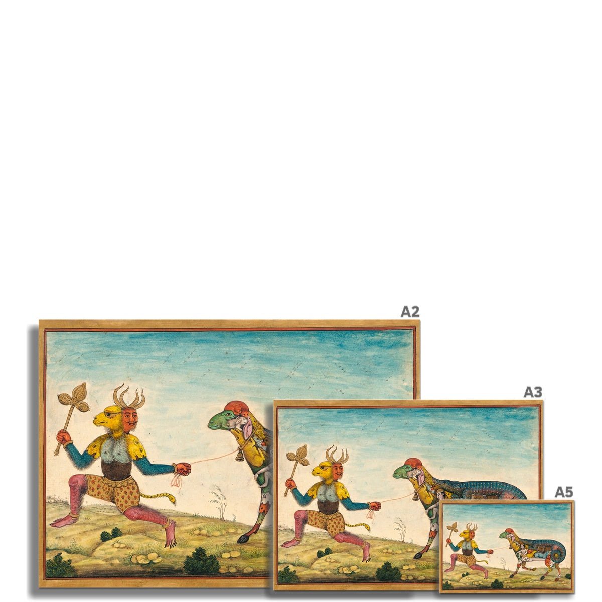 Indian Demon Leading a Surreal Composite Sheep | Persian Folklore Mythology | Mughal-Period Islamic Fine Art Print