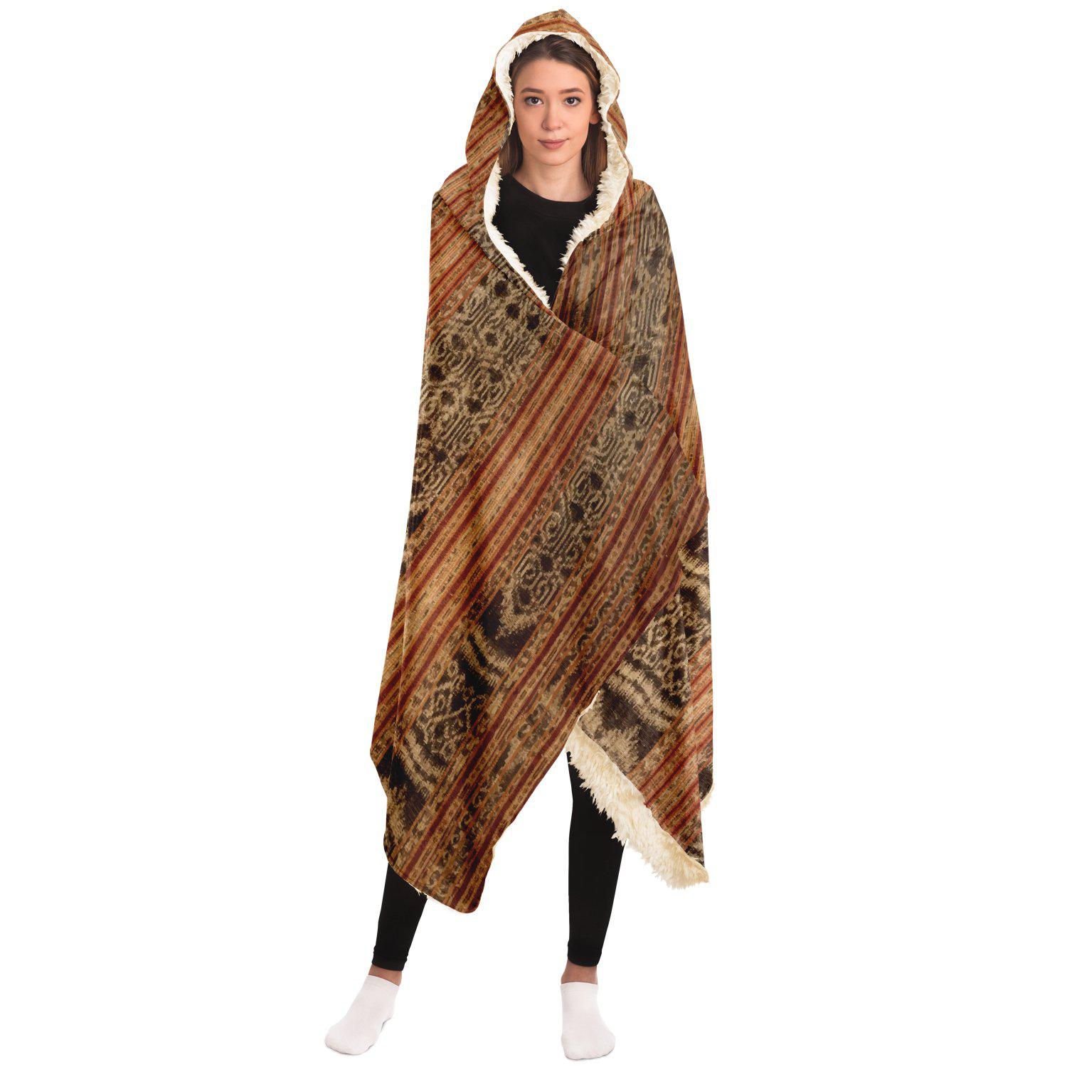 Hooded Blanket - AOP Indonesian Ikat Hooded Blanket