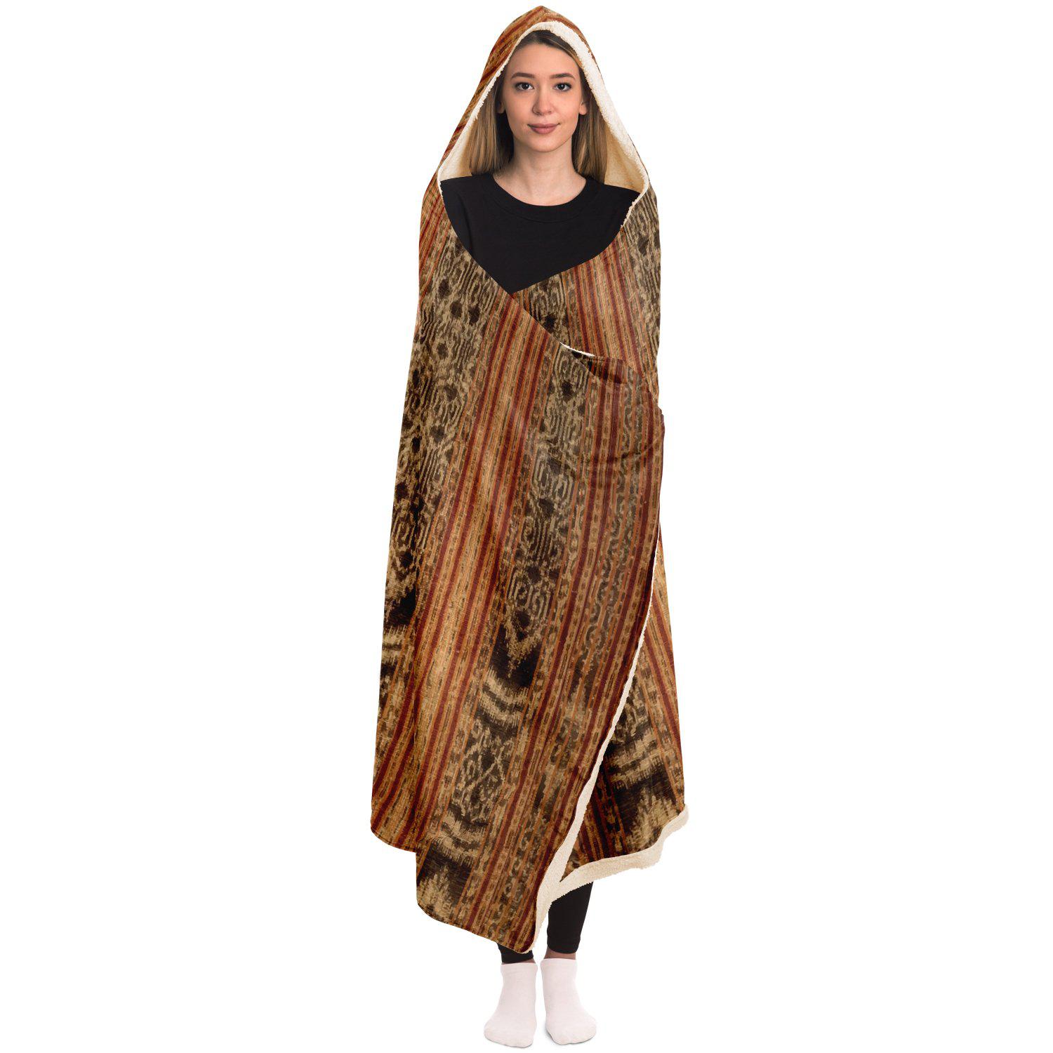 Hooded Blanket - AOP Indonesian Ikat Hooded Blanket