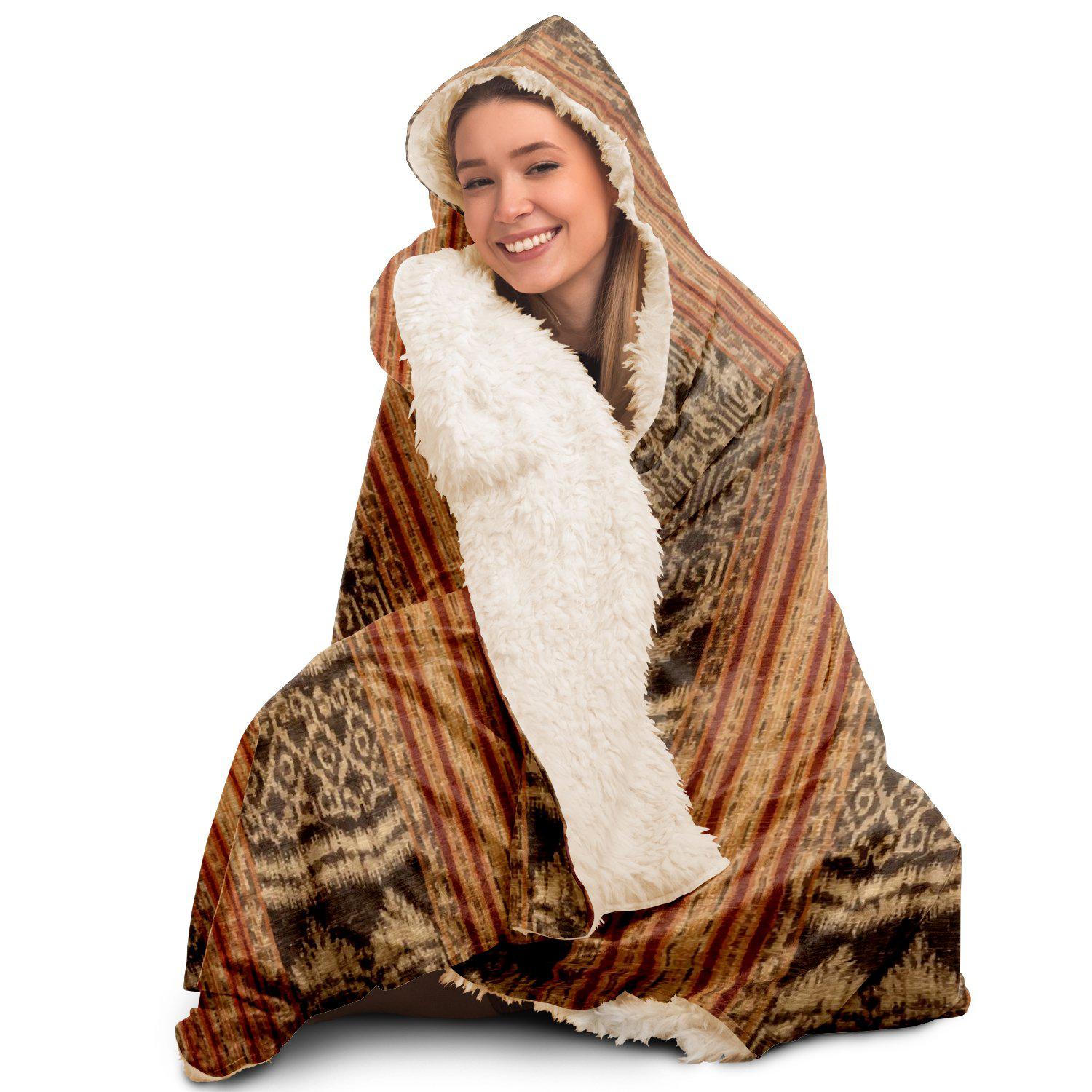 Hooded Blanket - AOP Indonesian Ikat Hooded Blanket