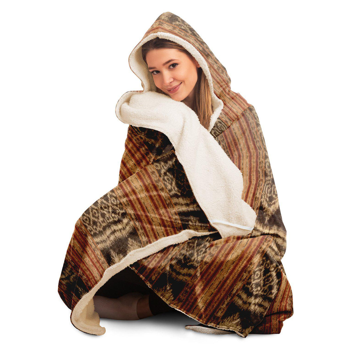Indonesian Ikat Hooded Blanket