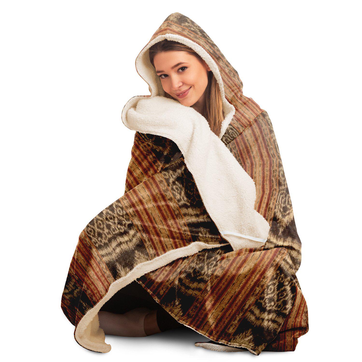 Hooded Blanket - AOP Indonesian Ikat Hooded Blanket