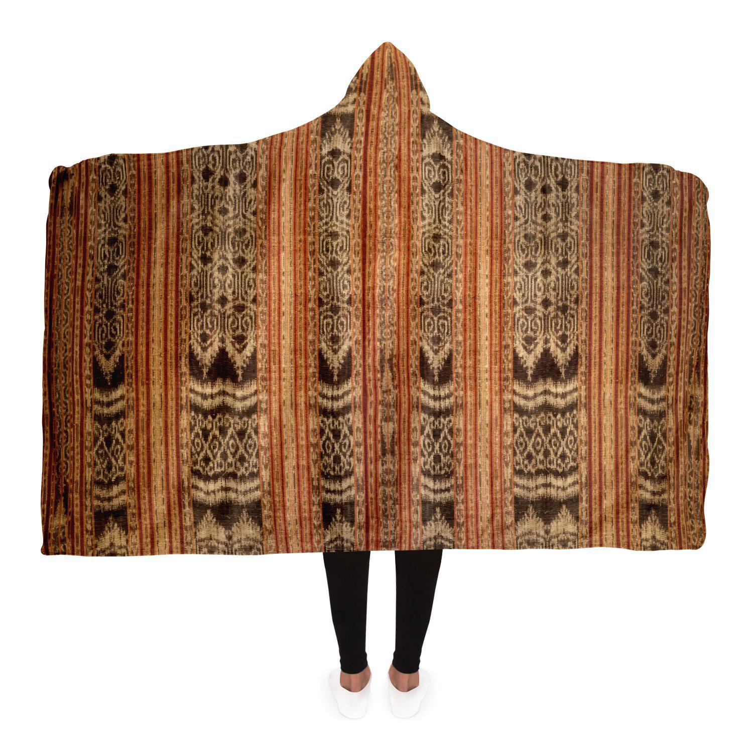 Hooded Blanket - AOP Adult / Premium Sherpa Indonesian Ikat Hooded Blanket
