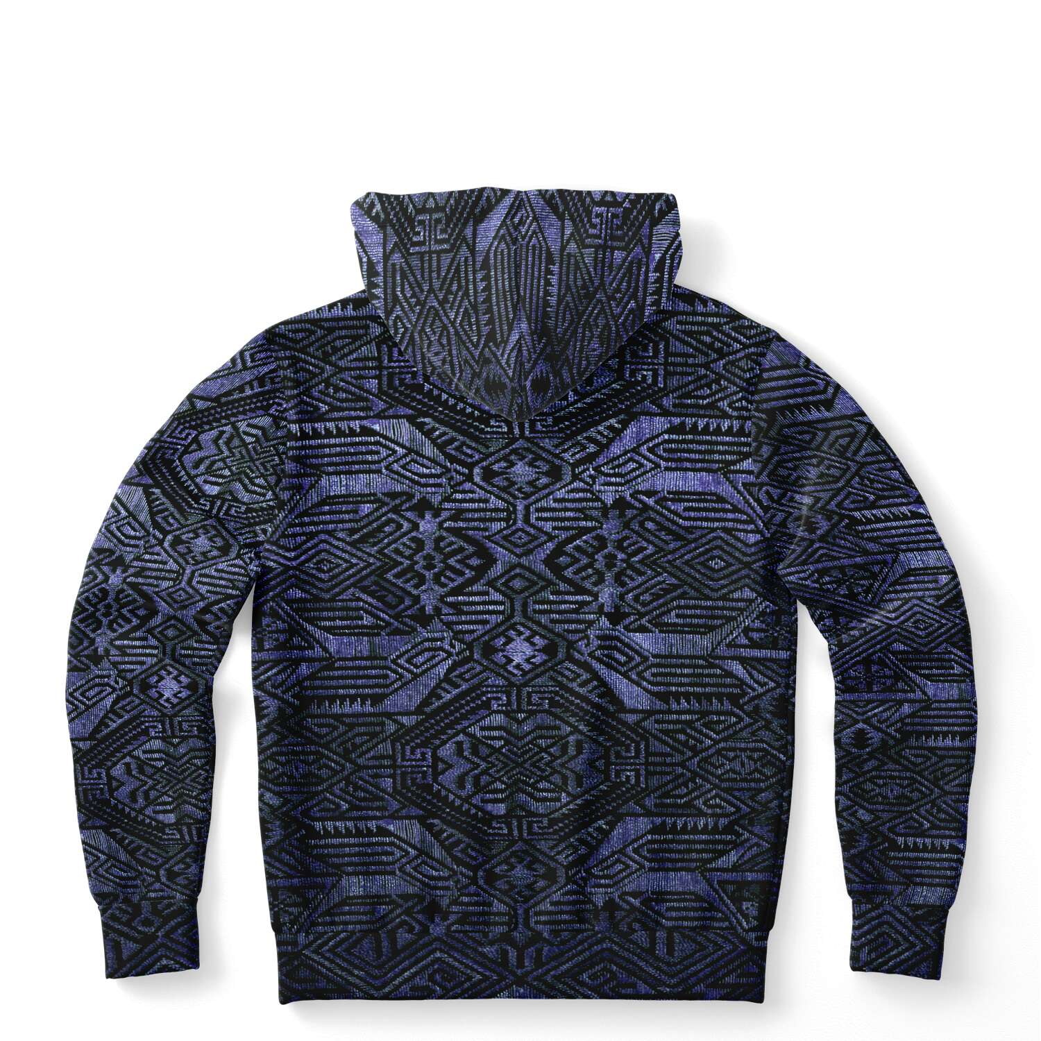 Indonesian-Ikat Inspired Purple Blueberry Violet Pullover Unisex Hoodie, Sacred Geometry Clothing, Trippy Festival Hoodie